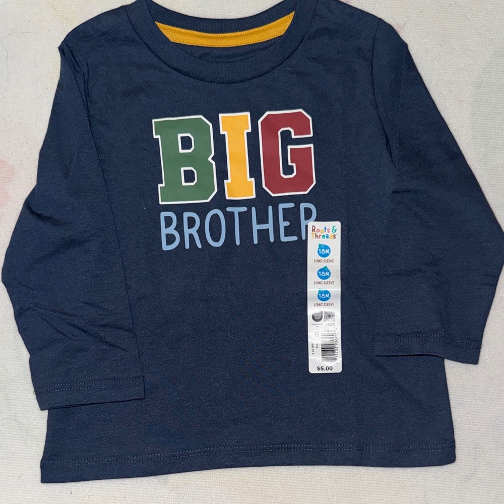 Navy 'Big Brother' Long Sleeve Tee